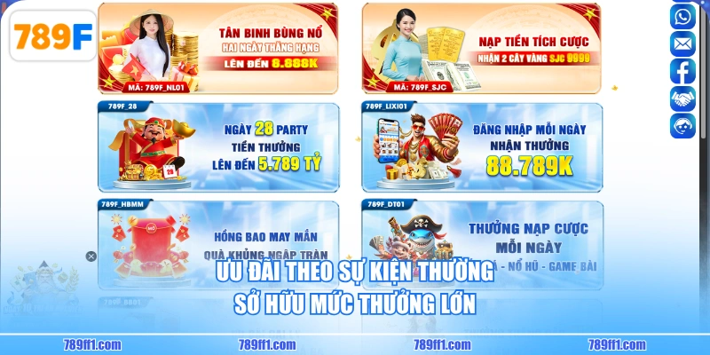Ưu đãi theo sự kiện thường sở hữu mức thưởng lớn